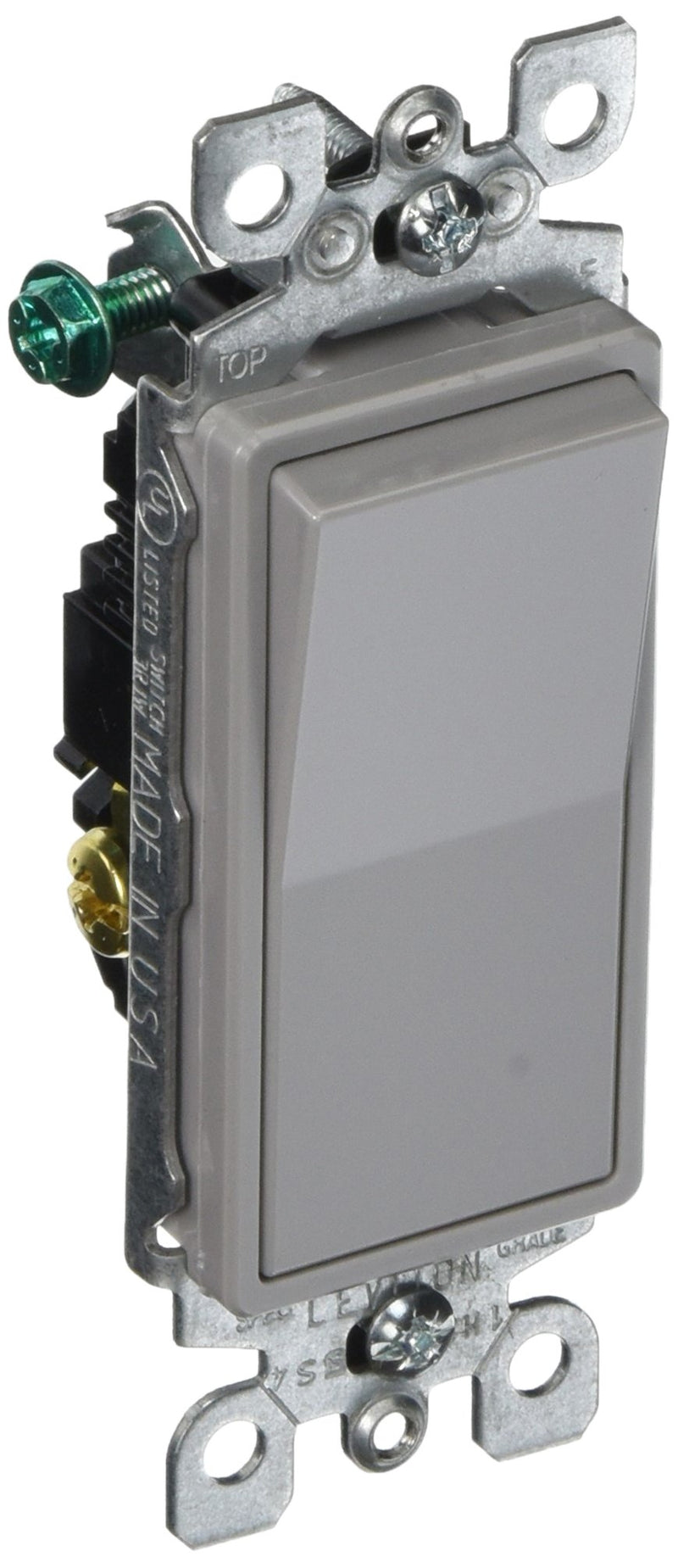 Leviton 5603-2GY 120/277 Volt 15 Amp 3-Way Residential Grade Rocker AC Quiet Switch Gray Decora