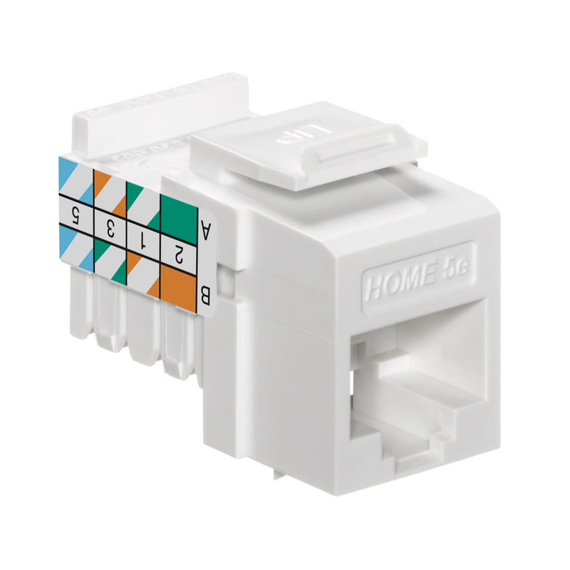 Leviton 5EHOM-RW5 High Impact Fire-Retardant Plastic Snap-In Snap-In Jack Connector White Home 5e