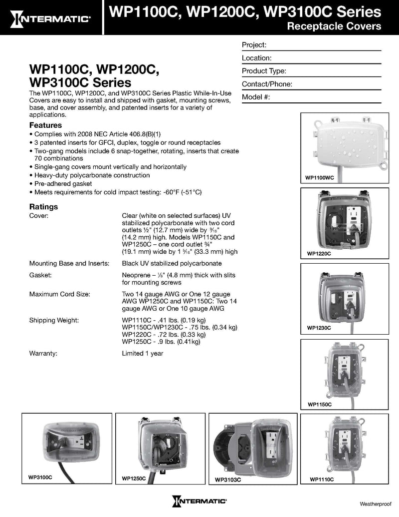 Intermatic WP3100C Weatherproof Receptacle Cover