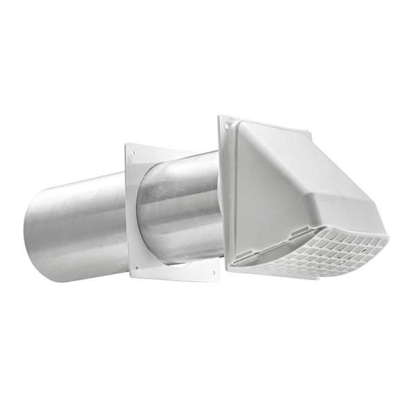 Lambro 222W Preferred Hood Vent With Tail Pipe and Trim Plate 3 Inch White Plastic